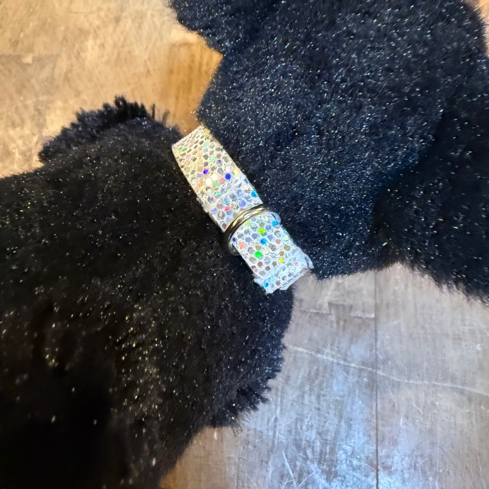 Black Plush Dog “Sammy” Justice 6 inch Black Terroir Dog Sparkly Collar - Picture 12 of 12